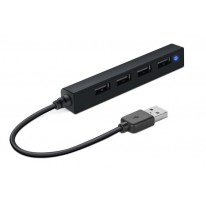 USB HUB, 4 porty, USB 2.0, SPEEDLINK Snappy Slim čierna
